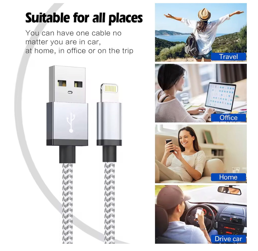 Fast Charging USB Charger Cable For iPhone 14 13 12 11 Xs Max Xr X 8 7 6 Plus iPad Origin Mobile Phone Long Data Cord 1m 2m 3m