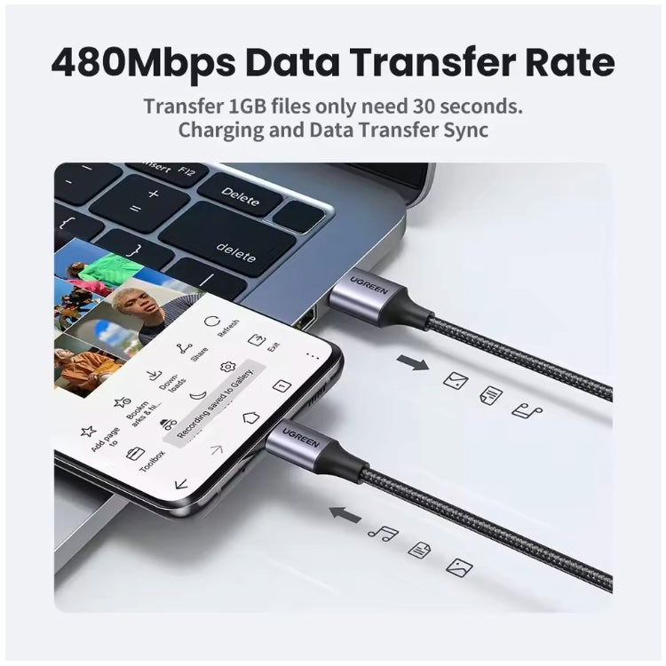 UGREEN 3A Fast Charging Cable Suitable For iPad, iphone, Samsung, Xiaomi Poco Magnetic USB-C Charger Data Cable Mobile Phone Cable